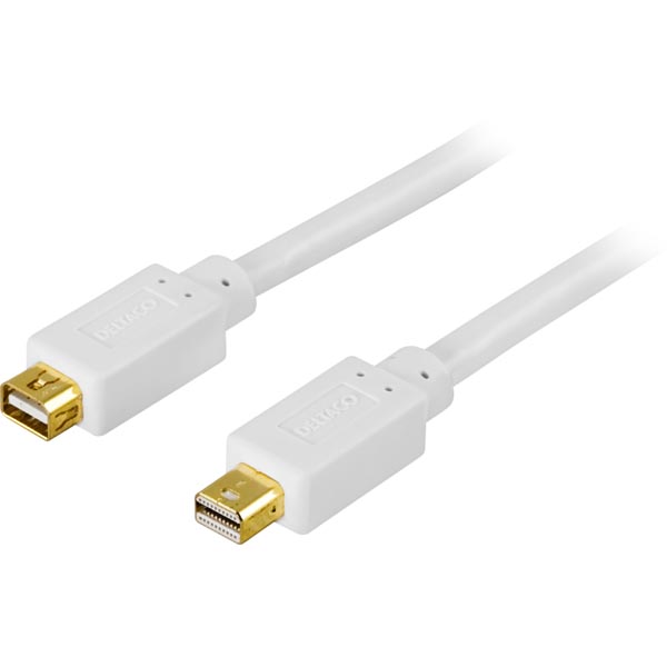 Deltaco Mini DisplayPort jatkokaapeli uros - naaras, 0.5m, valk. Deltaco Mini DisplayPort jatkokaapeli uros - naaras, 0.5m, valk.